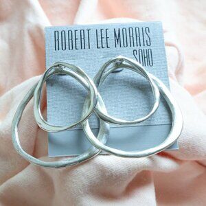 Robert Lee Morris Silver Plated Textured Hoop Earrings Modern Statement